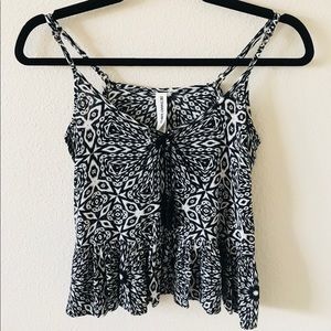 Bethany Mota Boho Print Lace Up Ruffle Cami